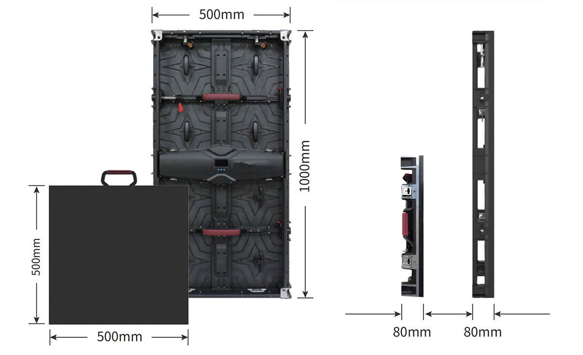 TLI LED TRI500 Rental LED display cabinet size