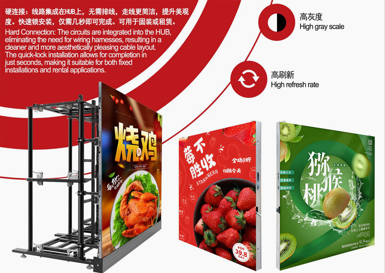 Double sided LED screen-fast installation