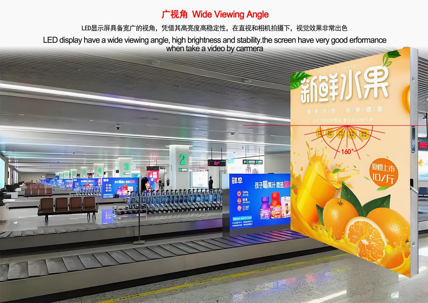 Double sided LED screen-wide viewing angle
